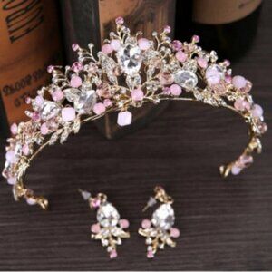 Diadem+earring Crown wedding Tiara jewelry